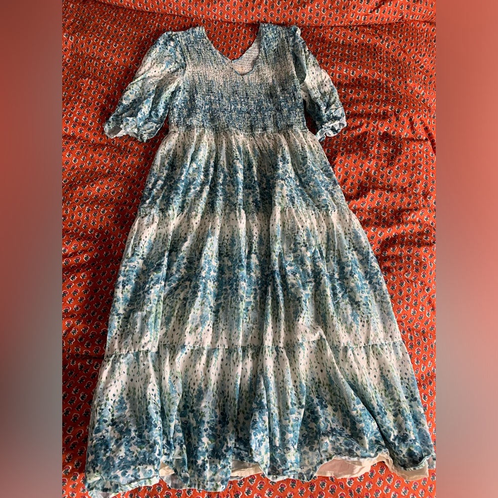 Christy Dawn Blue and White Floral Maxi Dress